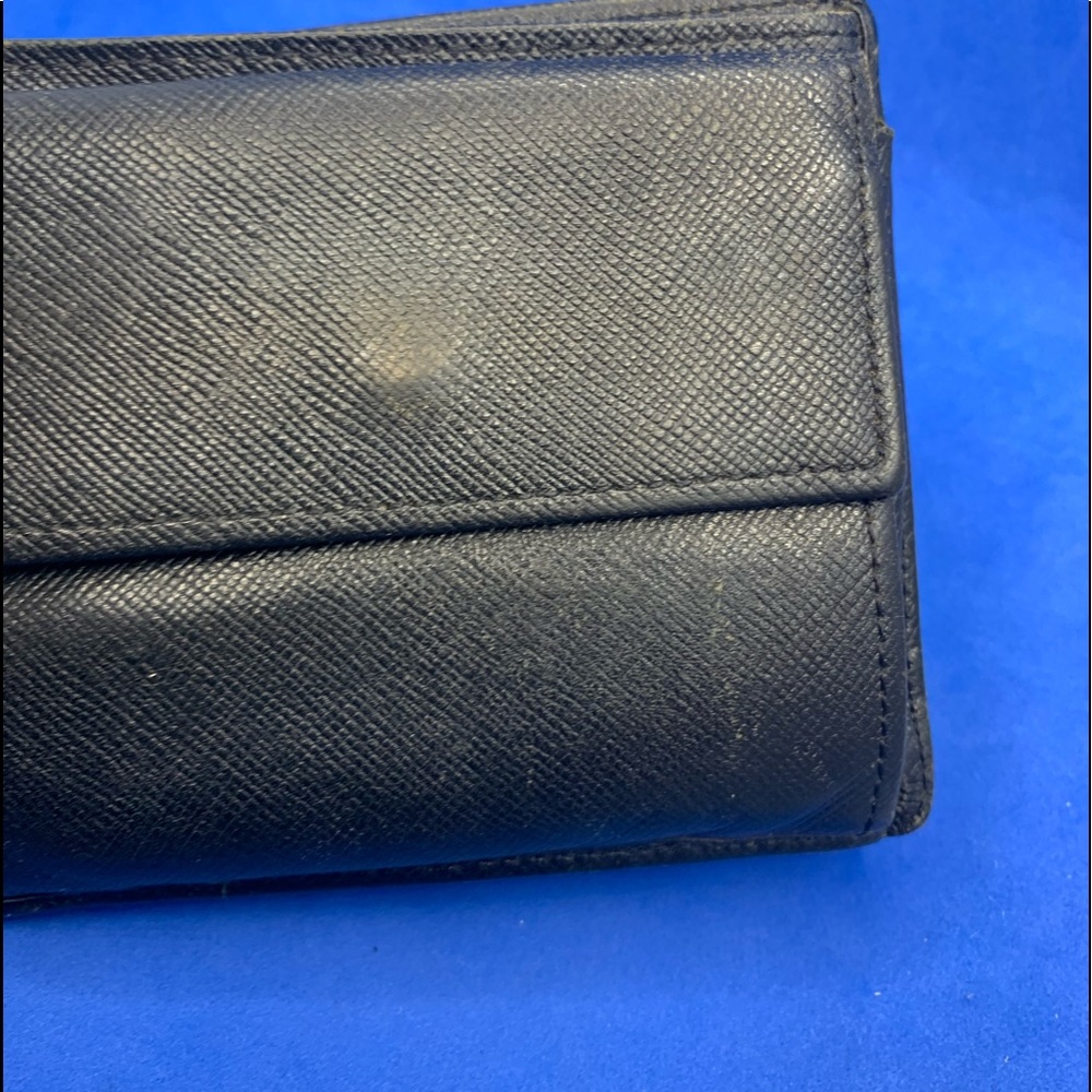 🔥 Vintage Burberry black leather Wallet haymarket checkered interior Rare - Picture 1 of 14